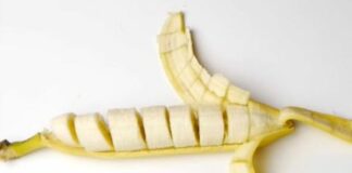 banana with peel cut into slices