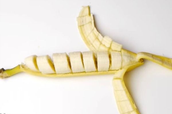 banana with peel cut into slices